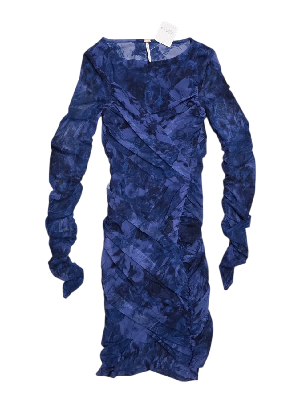 Free People Katana Mini Long Sleeve Dress In Deep Ocean Combo